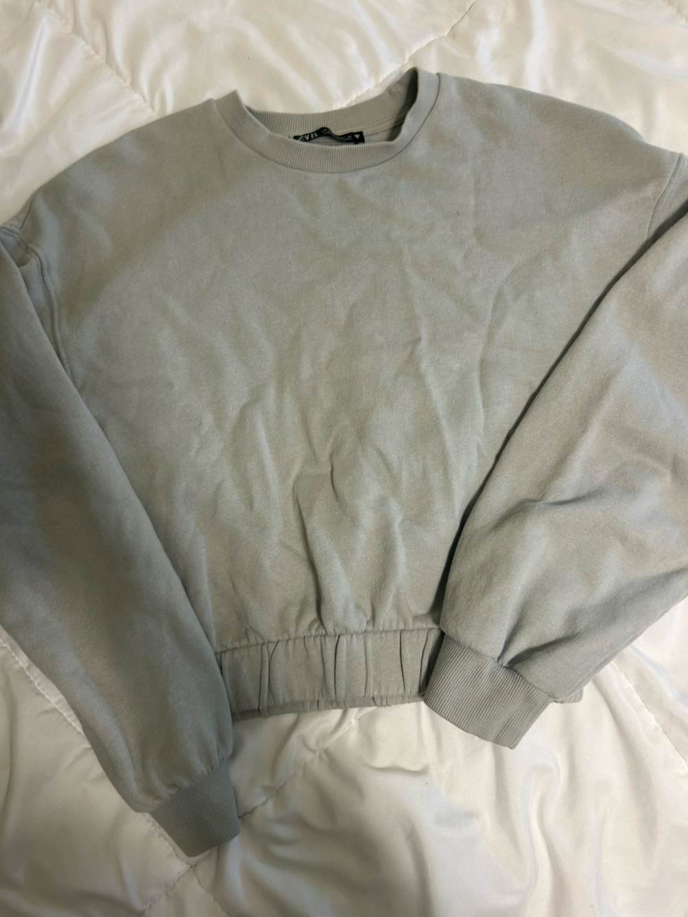 Light Sage zara Cropped Crewneck Sweatshirt